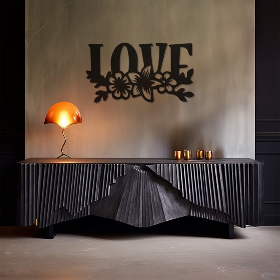 LaModaHome Exclusive Love Lettering Metal Wall Decor With Flowers Underneath – Durable & Artistic Metal Wall Art for Home and Office Decor, Perfect for Any Interior Design Aesthetic