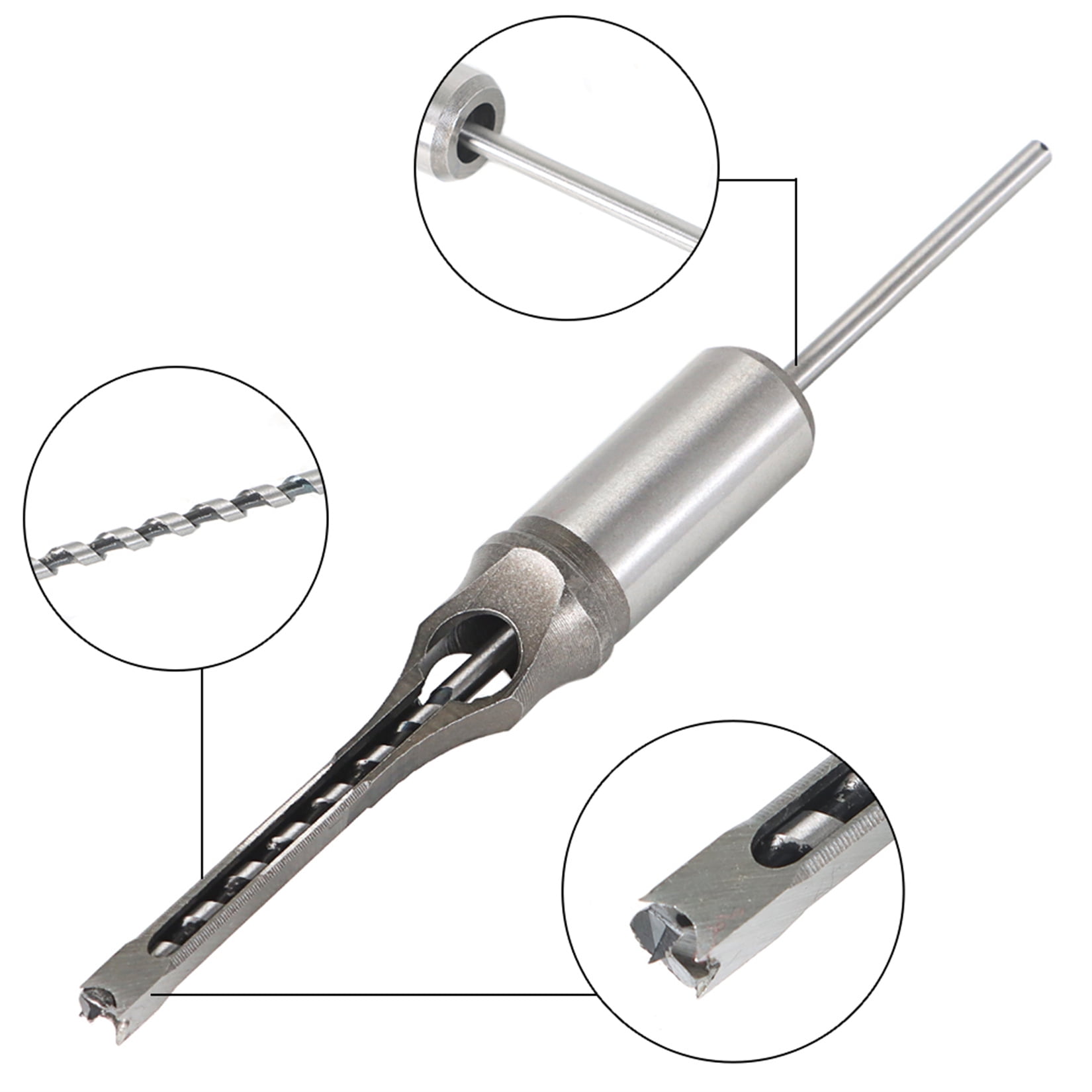 findmall 6Pcs Square Hole Mortise Chisel Drill Bit Tools 1/4" 5/16" 3/8" 1/2" 9/16" 5/8"