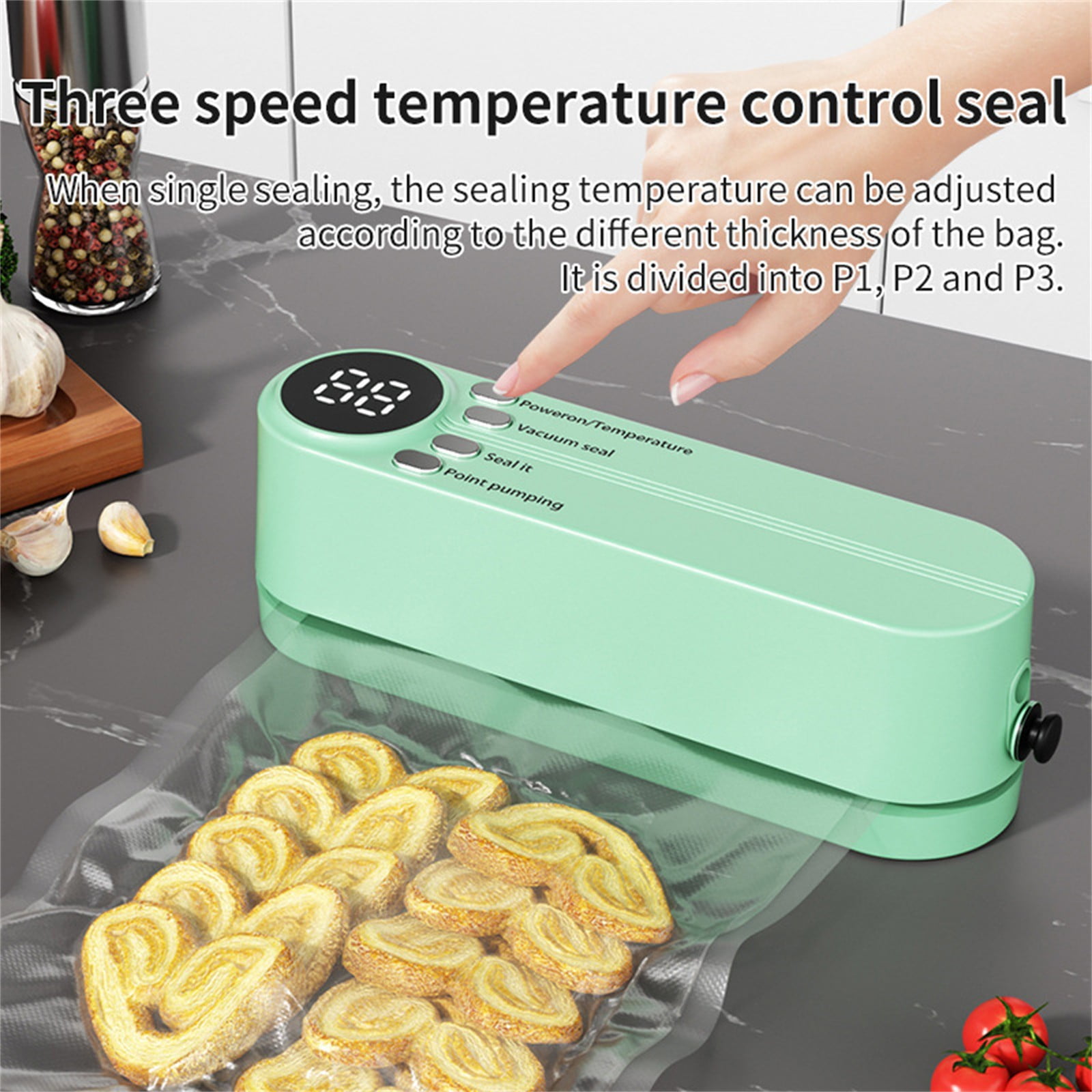 XKHAZA Mini Vacuum Sealer for Food, Cordless Rechargeable Food Sealer for Dry/Moist Food Storage with 3 Snack Bags, Heat Sealer for Chip Bags, Inflation Pump for Balls/Swim Ring