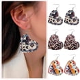 thumbnail image 4 of Boucles d'Oreilles pour Femmes Boucles d'Oreilles en Cuir en Forme de Cœur Imprimé Léopard Boucles d'Oreilles en Cuir Double Pu Accessoires de Vacances, 4 of 4