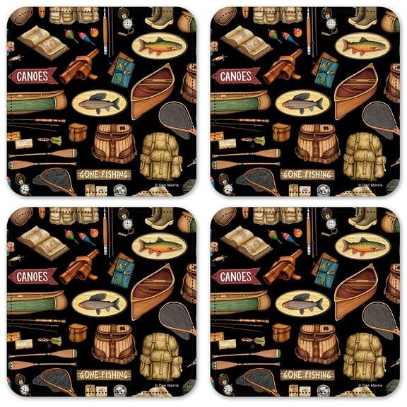 Vinyl Drink Coasters - Set of 4 - Tackle & Gear - Image by Dan Morris