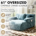 thumbnail image 3 of Homefun 61'' Oversized Chenille Chaise Lounge Chair,No Assembly Indoor Reading Sofa with 3 Pillows for Living Room Bedroom,Blue, 3 of 8