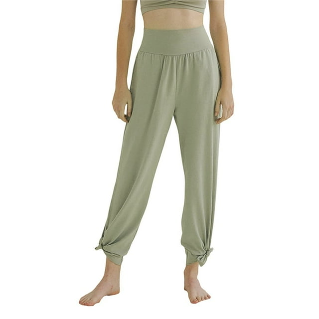 Pantalones de Yoga de Pierna para Mujer, Holgados y Cómodos, de Cintura Alta, con Bolsillos. Verde S