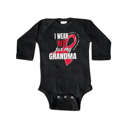 

Inktastic Sickle Cell Awareness I Wear Red For My Grandma Gift Baby Boy or Baby Girl Long Sleeve Bodysuit