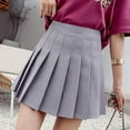 thumbnail image 2 of Jupe Plissée pour Femmes Taille Haute Mini Jupe de Tennis Patineuse Uniformes Gris L, 2 of 8