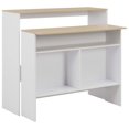 thumbnail image 1 of vidaXL Bar Table with 2 Table Tops White and Oak 130x40x120 cm, 1 of 5