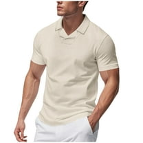Fashion YLSDY Mens Henley Shirts Short Sleeve Muscle Fit Corchet Knit Performance Moisture Wicking Tops Dressy Casual Golf Office tees Khaki XXXL