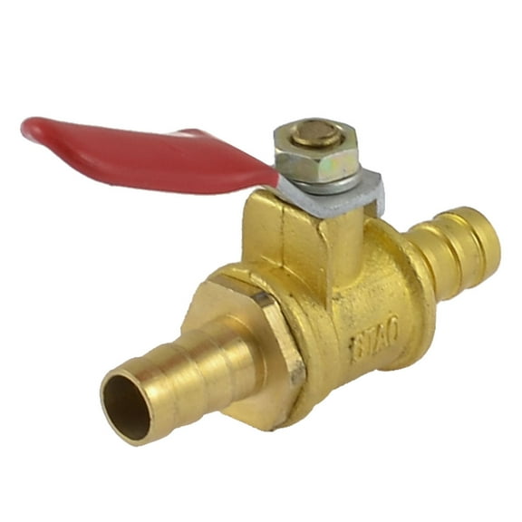 Unique Bargains Full Port 8mm OD Barb Lever Handle Brass Inline Ball Valve Fuel Shut Off