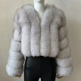 thumbnail image 3 of Abrigo de piel sintética de zorro con cuello en V para mujer, abrigo de invierno cálido de manga larga para mujer, chaqueta de piel de lujo a la moda, prendas de vestir elegantes de peluche 2024, 3 of 5