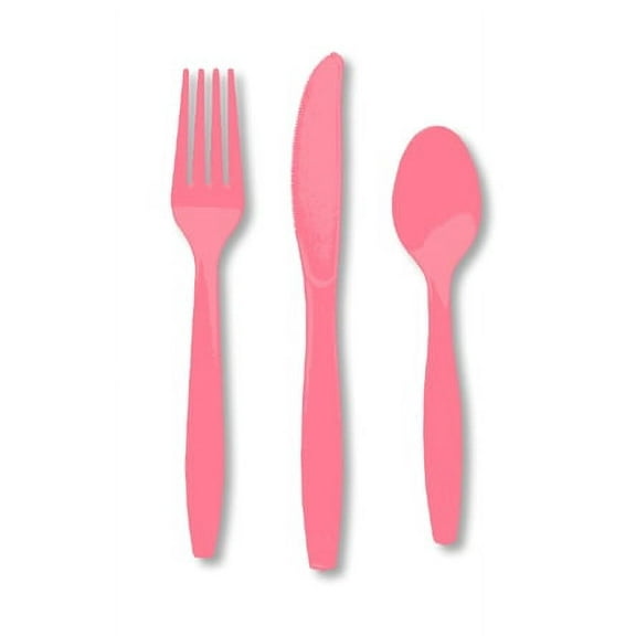 New Pink Plastic Assorted Cutlery - 24 ct.