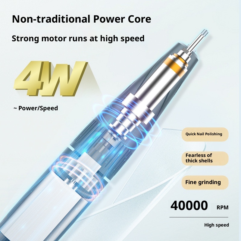 Xl-Kang Portable Nail Drill Electric File: 40000RPM Professional Rechargeable Nail E-File Machine, Cordless Nail Drill with Bits & Base for Acrylic Nails Remove Nail Gel Polish Manicure