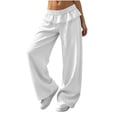 thumbnail image 4 of Ozmmyan Womens Wide Leg Sweatpants for Womens High Elastic Waist Ruffle Lace Trim Casual Lounge Pants with Pockets, 4 of 7