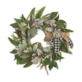 thumbnail image 2 of Kuroiy Artificial Olive Leaf Wreath for Front Door, Greenery with Linen Bow, Weather-Resistant Spring Summer Decor, 22 Inch Indoor Outdoor All Season Faux Olive Branch, 2 of 5