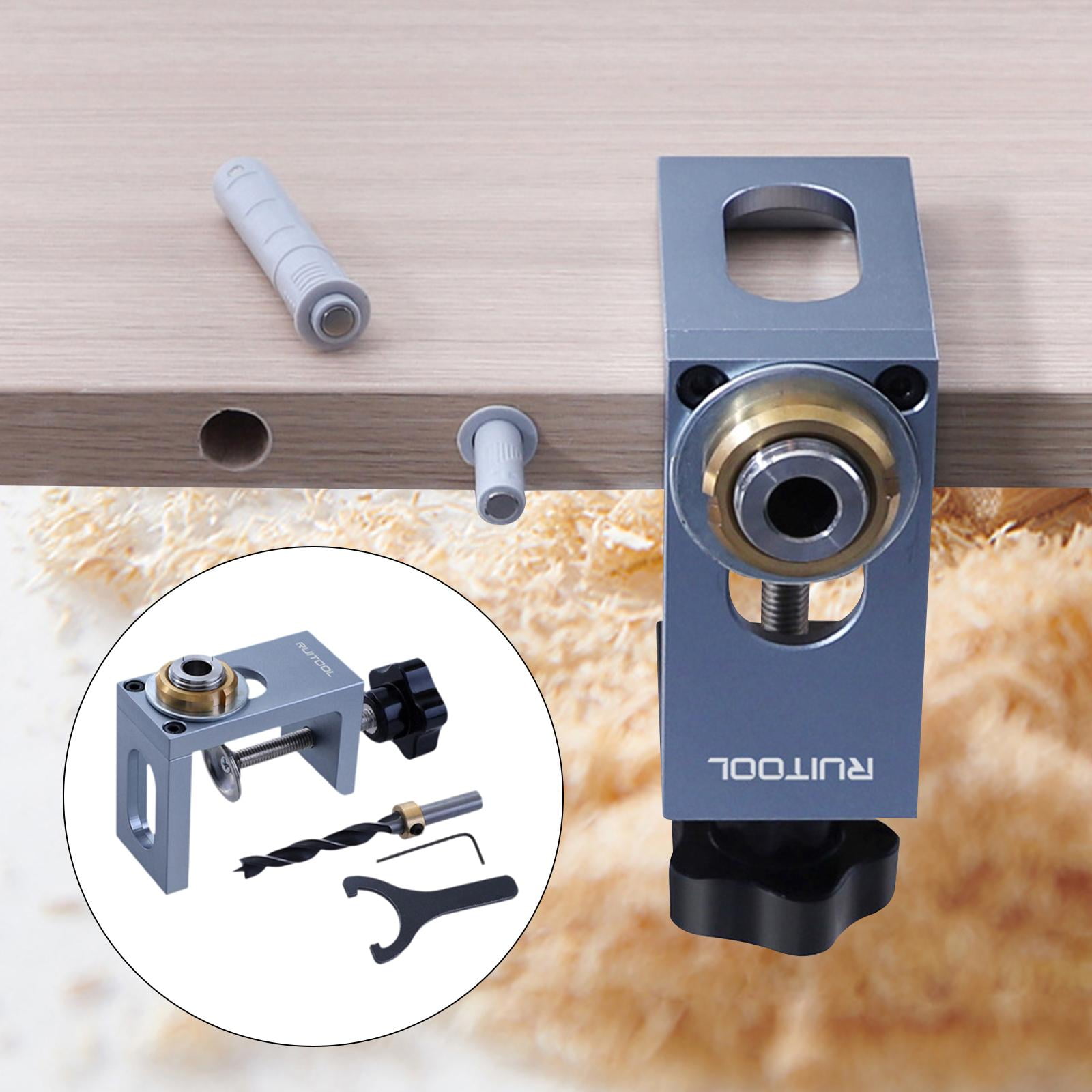 Miulika Self Centering Dowel Jig Set Drill Guide Jig Drill Positioners Portable Carpentry Handheld Wood Dowel Jig Pocket Hole Jig Kit 8mm Set