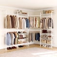 thumbnail image 4 of ROGALIS H4 Wall Mounted Closet System, Expandable Industrial Pipe Clothes Rack Clothing Rack for Hanging Clothes, Heavy Duty Closet Organizers and Storage in Wardrobe Closet - White, 4 of 9
