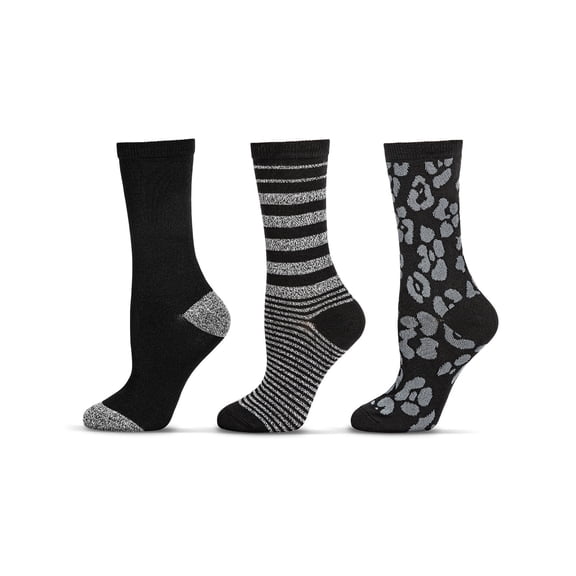MeMoi 3 Pairs Women's Buttersoft Variety Novelty Crew Socks - Womens - Female, 9-11, Black