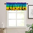 thumbnail image 3 of Sunflower Curtain Valance, Country Sunflower on Rustic Colorful Wood Plank Farmhouse Farm Style Windows Curtain Valance for Kitchen Bedroom Bathroom Decor with Rod Pocket, One Panel 54X18 Inches, 3 of 6