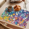 thumbnail image 3 of Spring Wildflowers Placemats Set of 6, Oil Painting Bright Purple Blue Pink Yellow Floral Non-Slip Place Mats Washable Table Mats for Kitchen Dining Table Decorations Indoor/Outdoor, 3 of 9