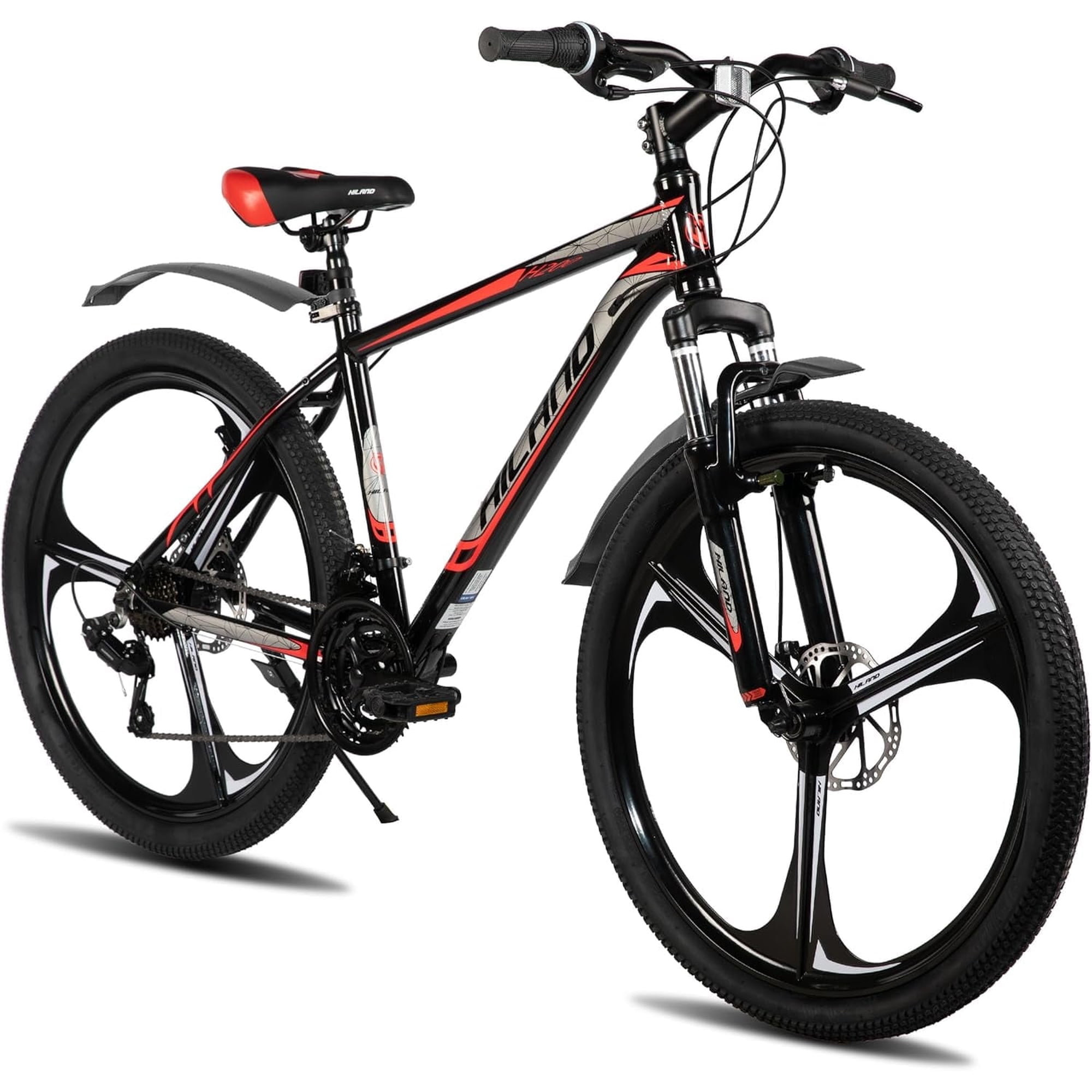 HILAND 26" MTB Mountain Bike for Men Women Adults, 18-Speed, Disc Brake, Lightweight Aluminum Frame, 3/6 Spoke Wheel