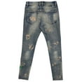 thumbnail image 6 of En Noir Men's Paint Splatter Embroidered Distressed Skinny Fit Denim Jeans (29, Sand Wash), 6 of 7