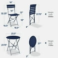 thumbnail image 3 of Best Choice Products 3-Piece Small Bistro Set, Folding Patio Furniture Set of 2 Chairs and Table - Navy, 3 of 9