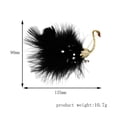 thumbnail image 3 of HomeKingdee European American Trendy Black Ostrich Fluffy Ball Brooch - Alloy and Rhinestone Jewelry Pin for Party Wedding Celebration Accessories, 3 of 5