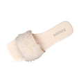 thumbnail image 2 of Samdudou Fuzzy Slippers for Women Fluffy Faux Fur Open Toe Slides Stylish Square Open Toe Flat Sandals Indoor Outdoor House Shoes Plush Fashion Footwear for Leisure, 2 of 9