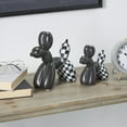 thumbnail image 2 of 9", 7"H Black Ceramic Balloon Dog Sculpture with Checkered Accents, by DecMode (2 Count), 2 of 9