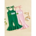 thumbnail image 3 of BemeyourBBs Infant Baby Girls First Birthday Golf Outfit One Years Old Romper Spring Summer Clothes Tie-up Spaghetti Straps Embroidery Letters Jumpsuit, 3 of 9