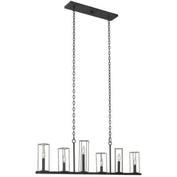 Kalco Lighting Allston 5" 6-light Transitional Metal Island Light in Black Iron