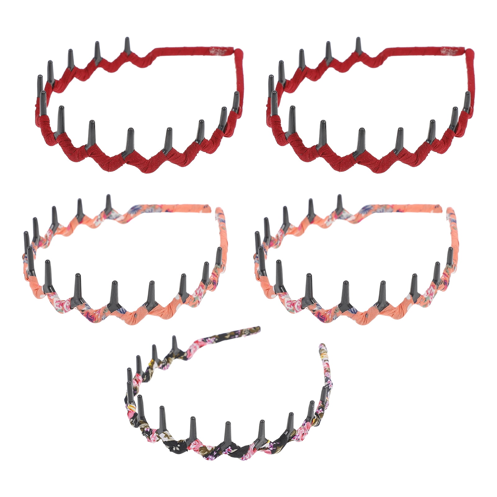 5Pcs Teeth Comb Headbands Comb Hair Wavy Leopard Head Plastic Sharks