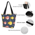 thumbnail image 6 of Easygdp Cute Puffer Fish Stylish Canvas Handbag Shoulder Tote Bag, Shopping Bag with Zip, Suitable for Buying Groceries, Office, Fitness, 6 of 9