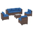 thumbnail image 3 of Clouddwell 7 Piece Outdoor Patio Furniture Set, Wicker Rattan Patio Sectional Sofa Set, Blue, 3 of 10