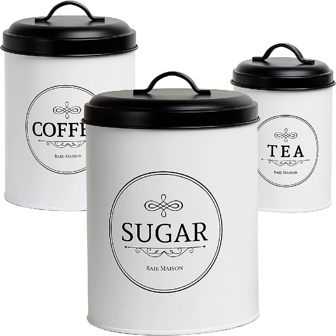 Large Kitchen Canisters Set of 3 Farmhouse Canister Sets for Kitchen
