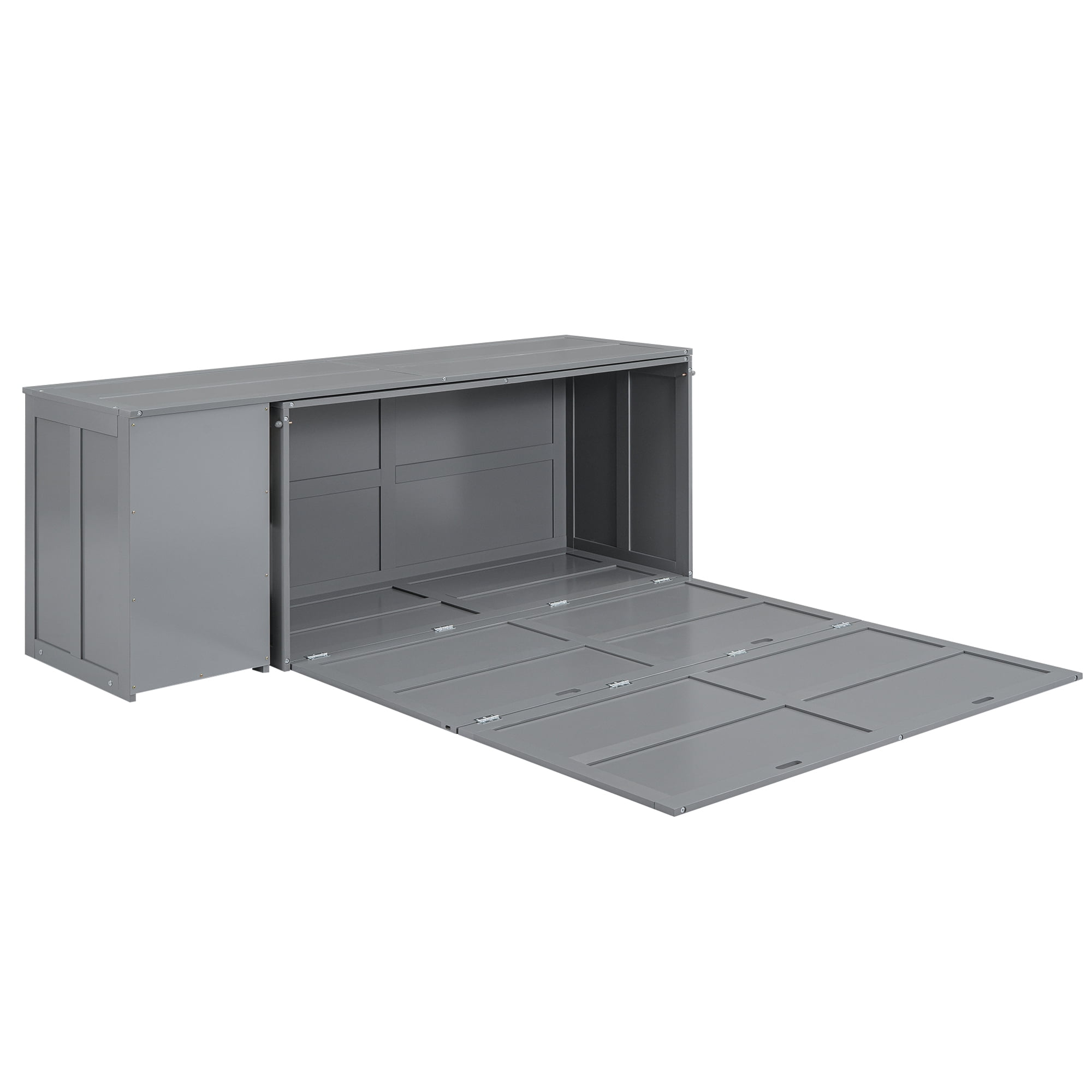 Euroco Queen Size Murphy Bed with Movable Desk, Gray