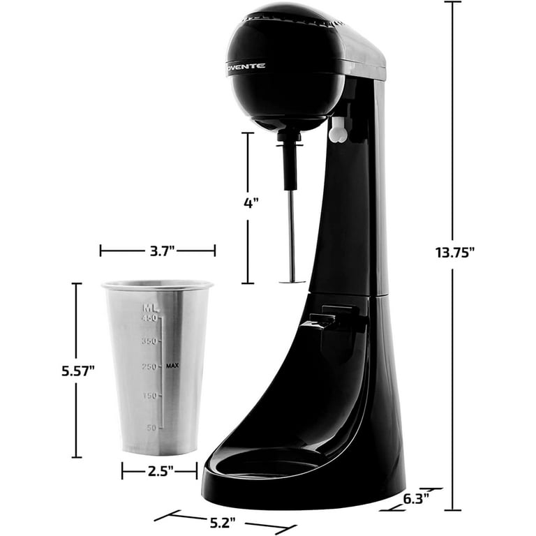OVENTE Classic Milkshake Maker Machine 2 Speed with Stainless Steel Mixing  Cup, New- Black MS2070B