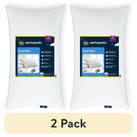 (2 pack) Sertapedic Cool Nites Pillow, King Size