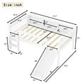 thumbnail image 5 of Youmumeub Twin Low Loft Bed with Storage Shelves & LED Lights, Solid White Wood Kids Bed with Guardrails, No Box Spring Needed, 5 of 18