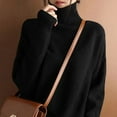 thumbnail image 4 of Women's Turtleneck Sweater 2025 Autumn Spliced ​ ​   Thickened Woven Pullover Loose Long Sleeve Sweater Top Fashion Winter Clothes, 4 of 5