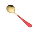 thumbnail image 1 of Round Spoon Thick Stainless Steel Spoon with Comfortable Long Handle for Yogurt Pudding Ice Cream Cereal Red Gold, 1 of 14