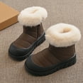 thumbnail image 2 of Linfrsh Baby Girl Boots Girls Snow Boots Winter Boots Warm Kids Snow Boots Boys Snow Boots Faux Fur Suede Hiking Boots Brown,8, 2 of 7
