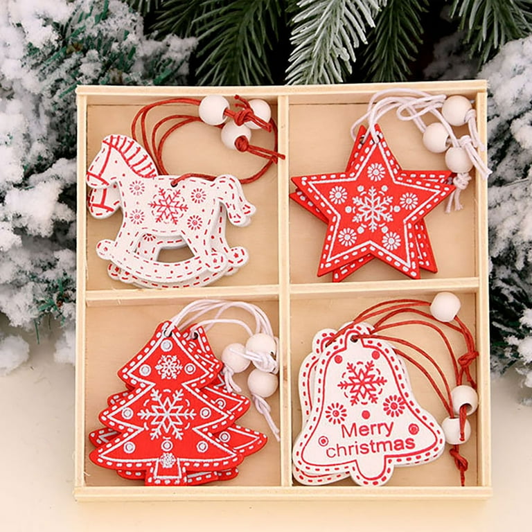 12 Pieces Christmas Tree Ornaments Victorian Style Wood