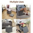 thumbnail image 7 of TIFOR 11.8" Collapsible Srorage Ottoman Cube - Linen Small Ottomans Storage Footrest, Folding Toys Chest for Kids, Gray, 7 of 7