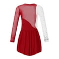 thumbnail image 2 of Haitryli Kids Girls Long Sleeve Figure Ice Skating Dress Rhinestone Color Block Lyrical Dance Dress Competition Costume Burgundy 16, 2 of 7