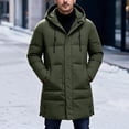 thumbnail image 5 of Ceisia Mens Mid Length Hooded Zipper Winter Puffer Coat Thick Warm Insulated Casual Outerwear For Men Army Green XXL Gift, 5 of 5