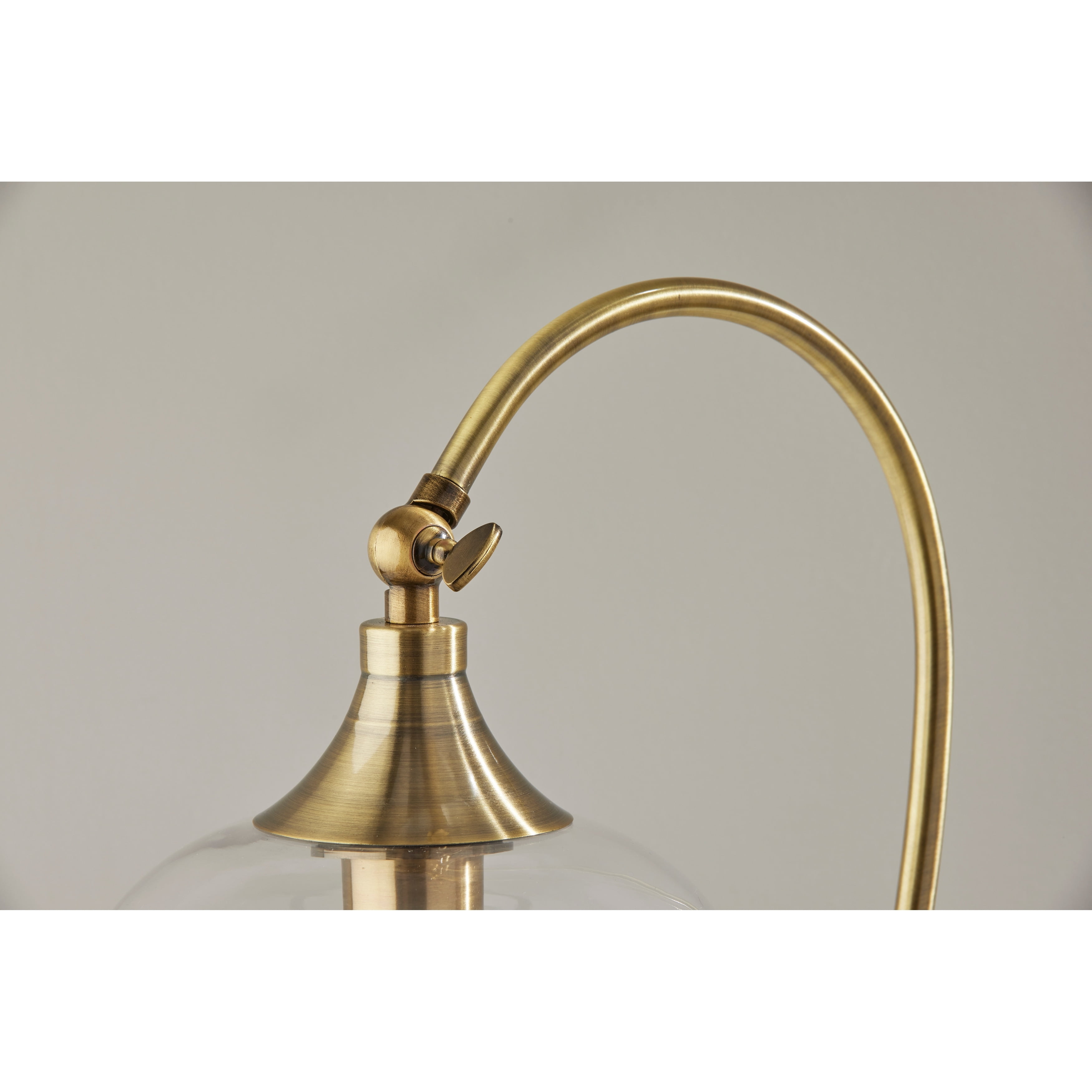 Adesso Bradford Desk Lamp, Antique Brass, Clear Glass with Metal Rim Shade