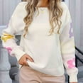 thumbnail image 3 of Bixock Women Fall and Winter Top,Women Sweater,Women's Fashion Round Neck Long Sleeved Floral Print Loose Pullover Knitted Sweater, 3 of 5