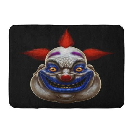 LADDKE Red Horror Evil Scary Smiling Fat Clown Halloween Circus Character on Mask Creepy Doormat Floor Rug Bath Mat 23.6x15.7 inch