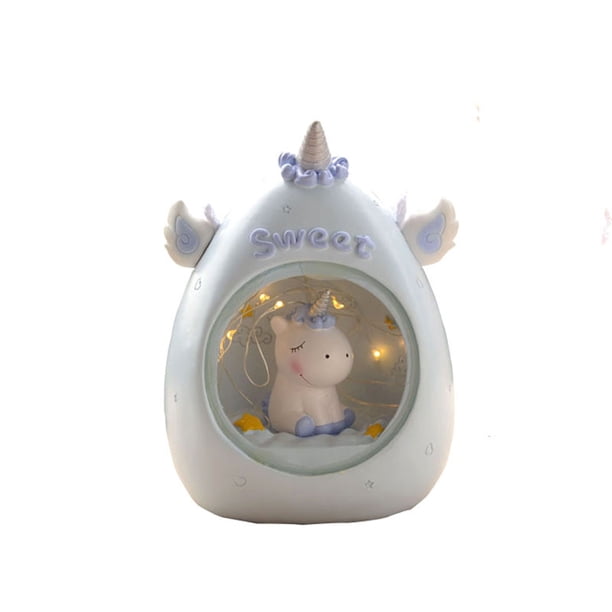 Lámpara de mesa con forma de unicornio con luz nocturna para dormitorio infantil