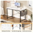 thumbnail image 3 of CONCETTA 44 Inch Computer Writing Desk with Storage Bag, Steel Frame for Home Office Study, White, 3 of 8